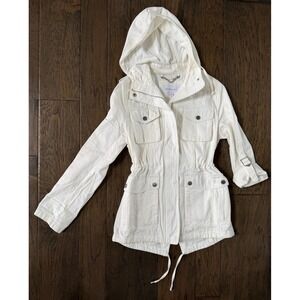 BCBGeneration White Hooded Utility Jacket XS Utility Chic